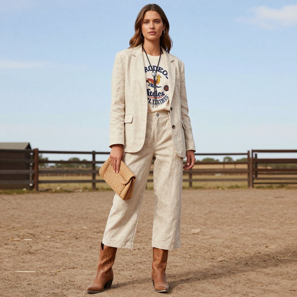 Lightweight Linen Suit With Western Boots