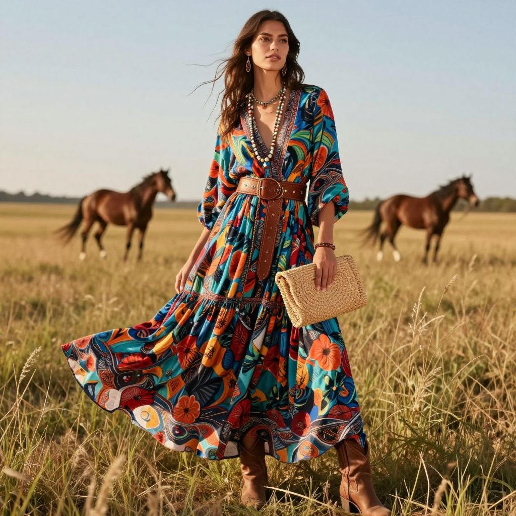 Boho Maxi With Tooled Belt