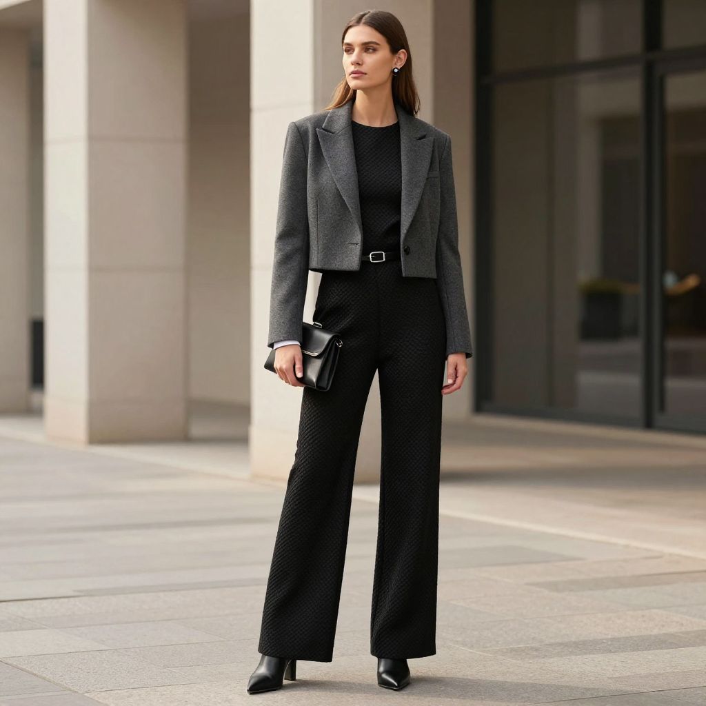 Black Jumpsuit And Cropped Blazer