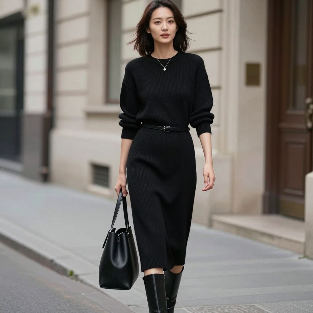 Soft Black Knit Dress