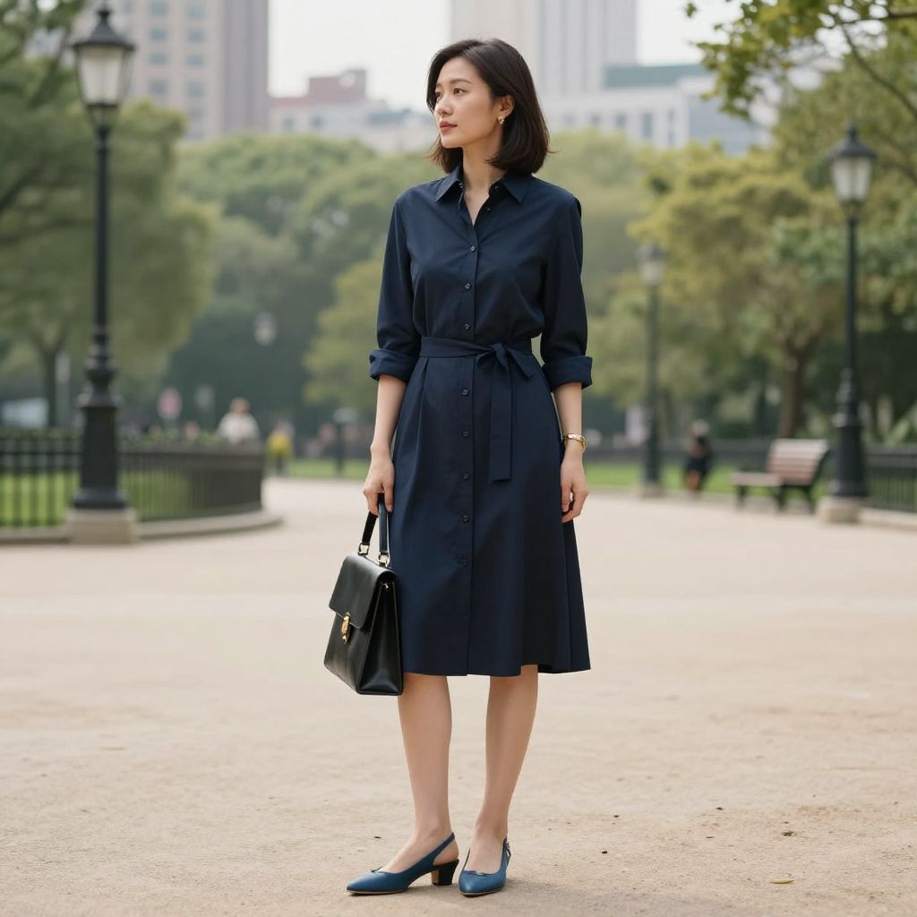 Midnight Blue Shirt Dress