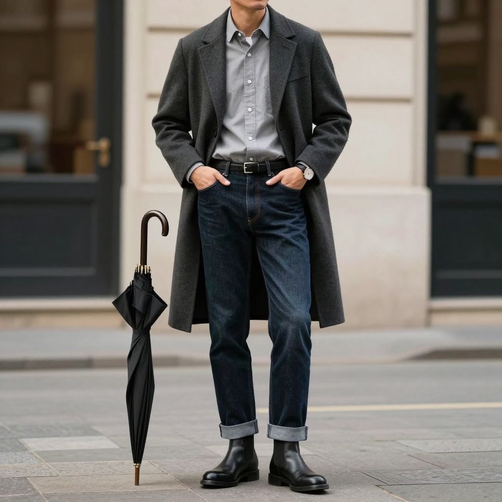 Dark Denim with Structured Coat