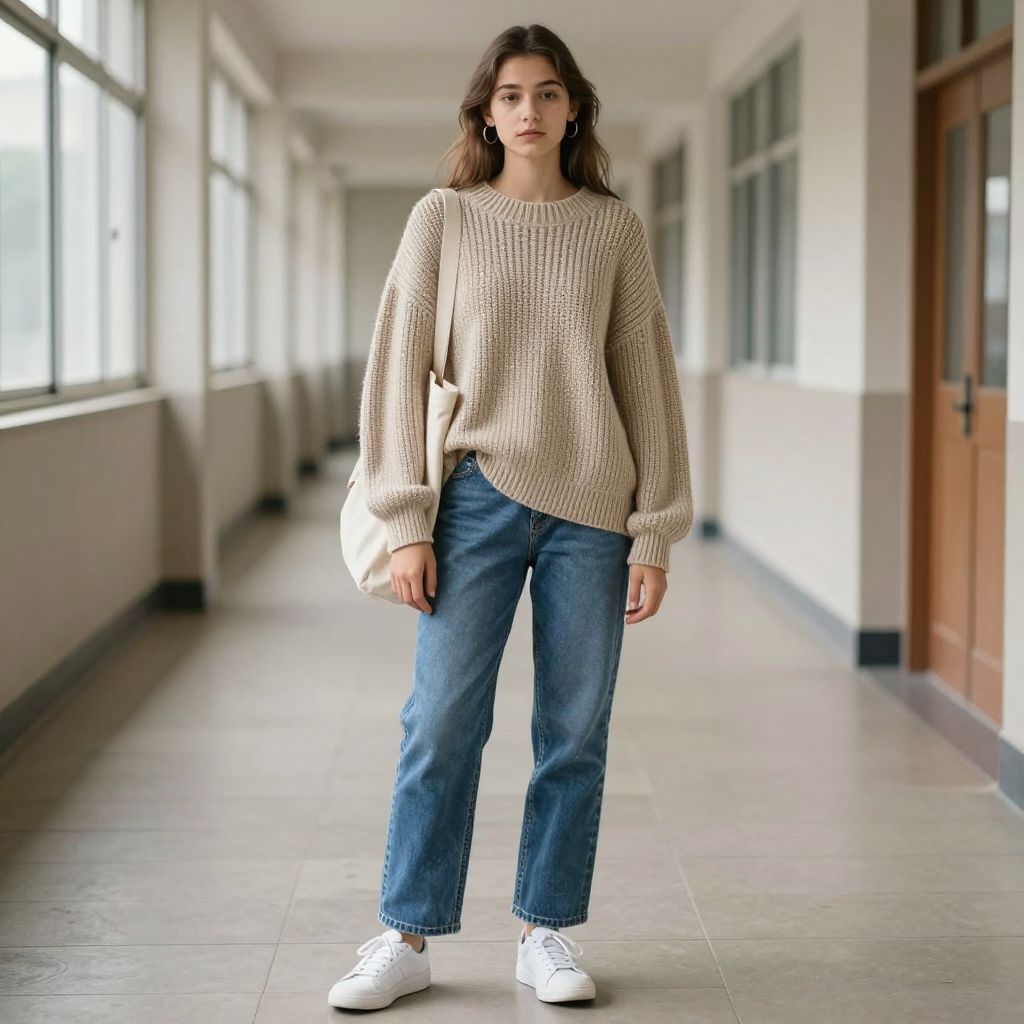 Oversized Sweater And Straight Leg Jeans