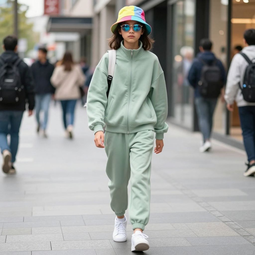 Monochrome Tracksuit With Bold Bucket Hat