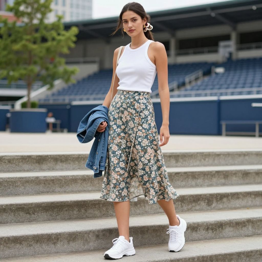Floral Midi and Sneakers Twist