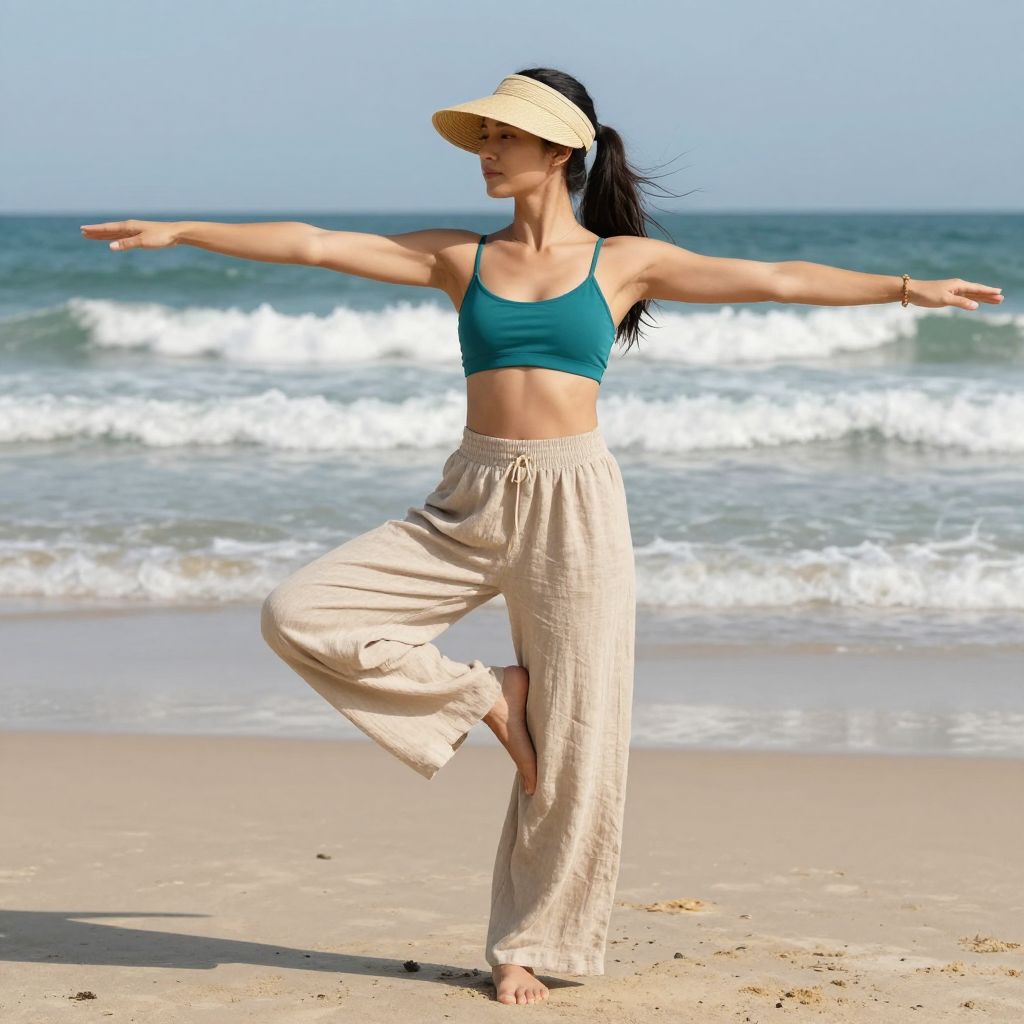 Tropical Linen Blend Set yoga outfit