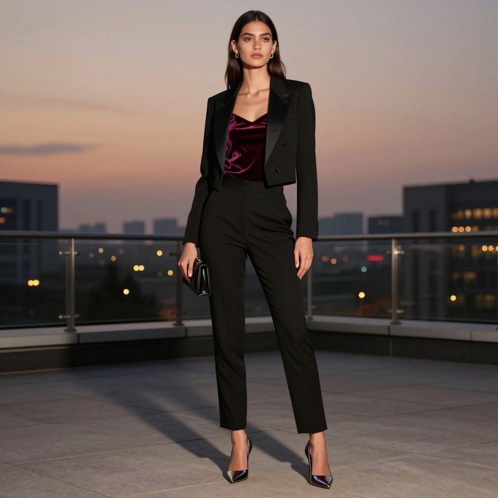 Velvet Cami and Cropped Tux Jacket