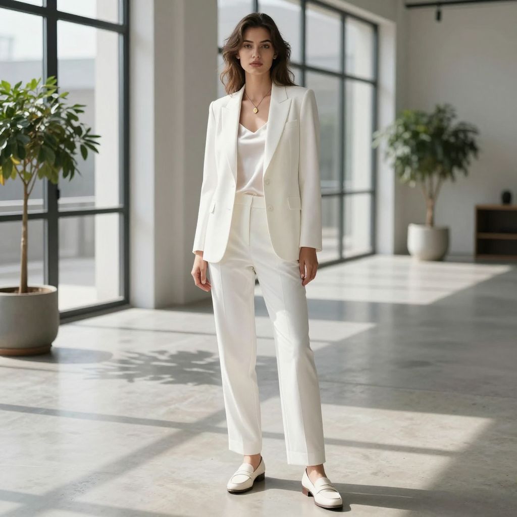 Monochrome Suit With Silk Camisole