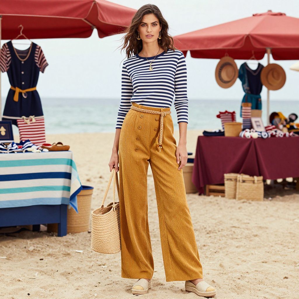 Mustard cord sailor pant outfit