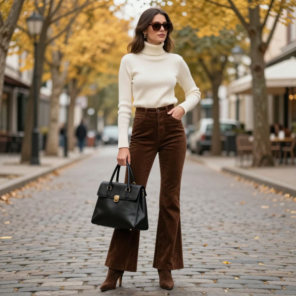 Chocolate cord flare outfit