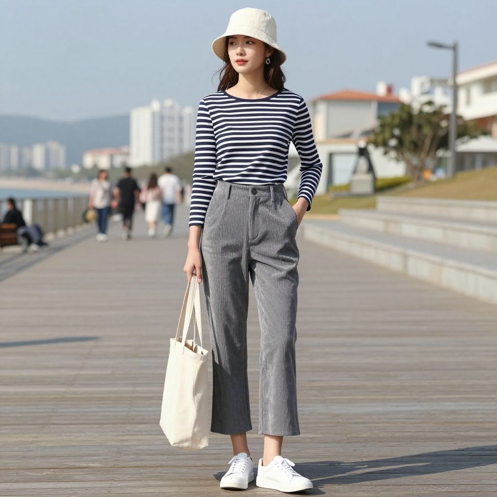 Grey cord crop flare outfit