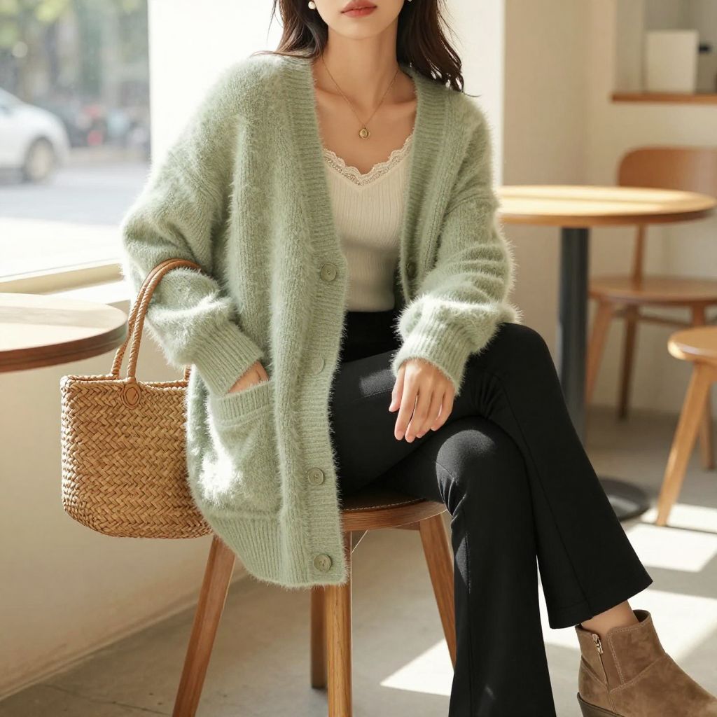 Soft Cardigan And Lace Trim Tank