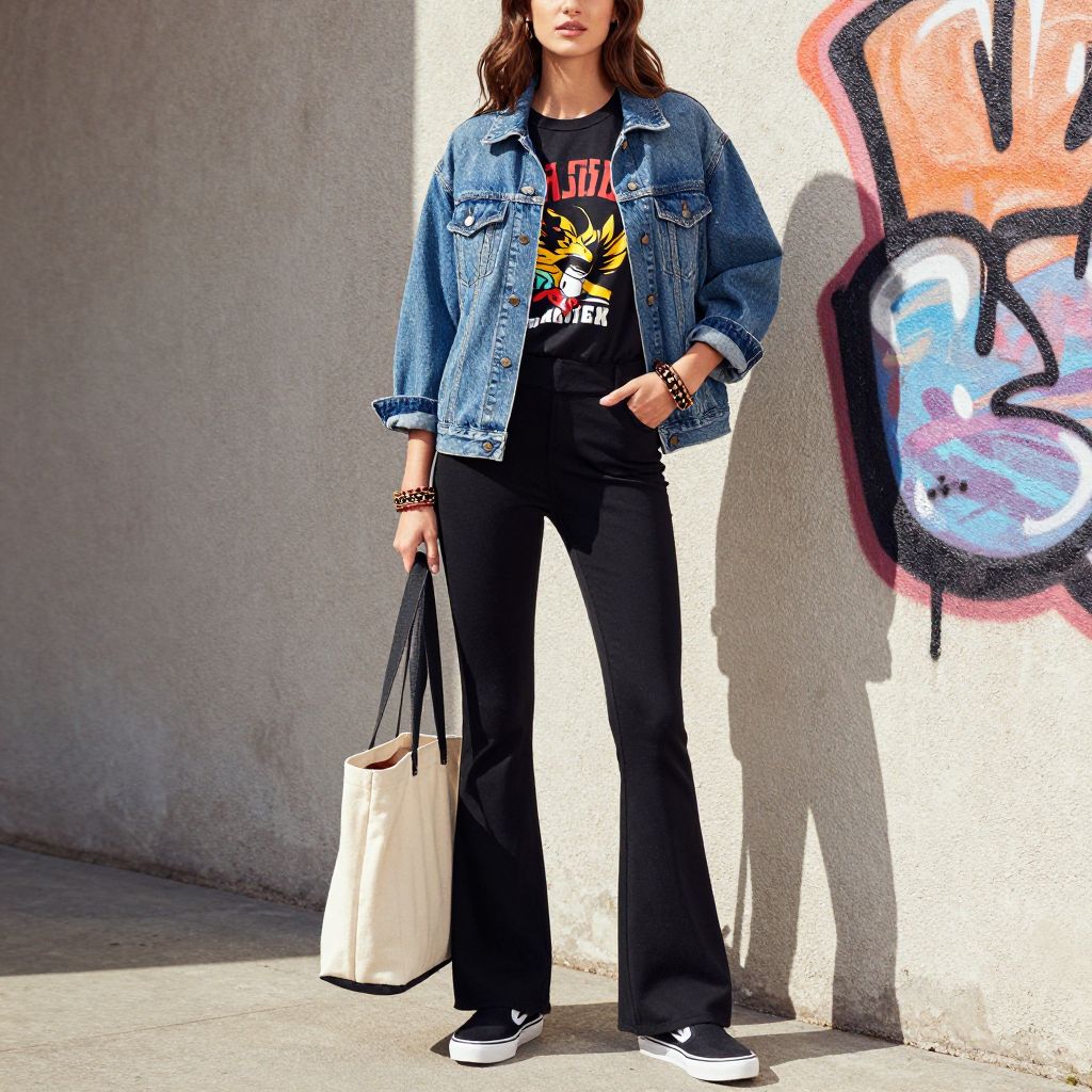 Boxy Denim Jacket And Graphic Tee