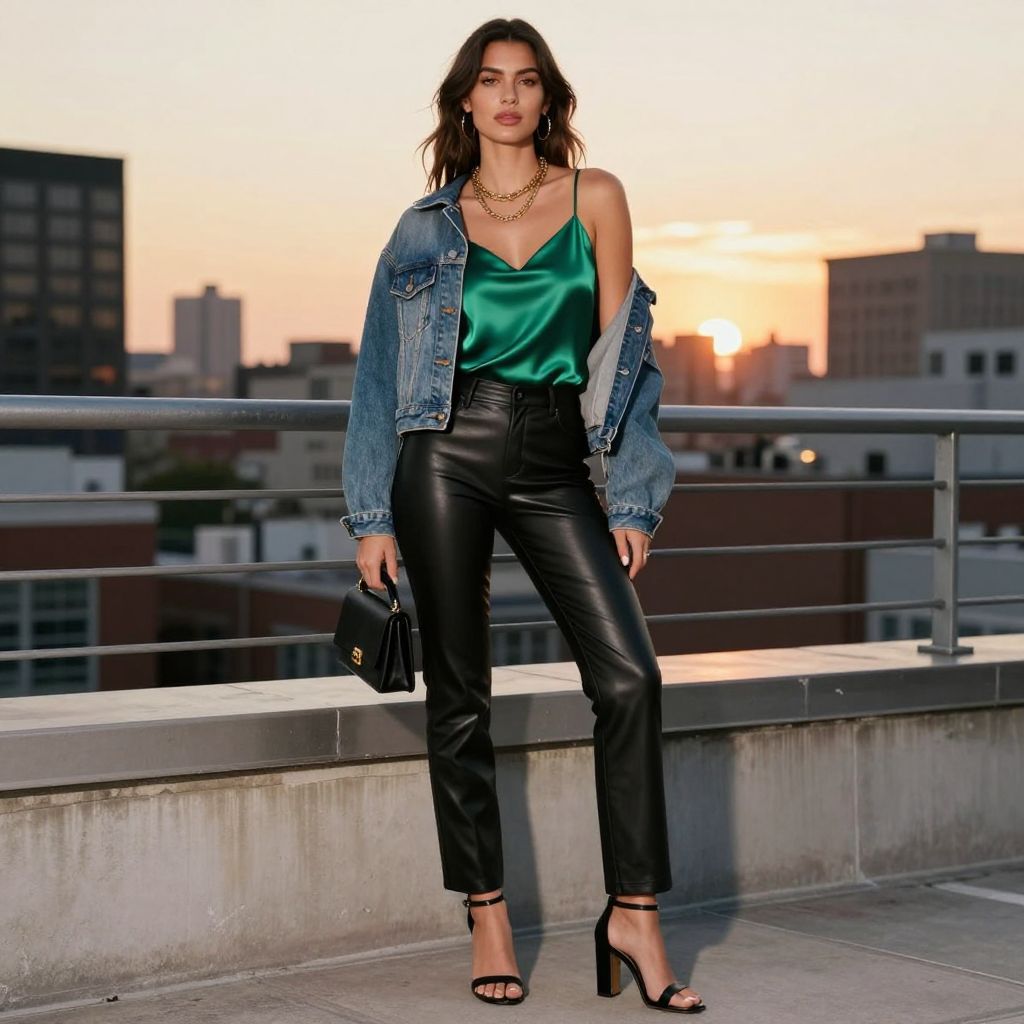 Silk Camisole And Denim Jacket